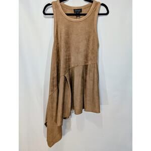 Gracia Faux Suede Asymmetrical Fit & Flare Mini Dress Camel Medium NWT